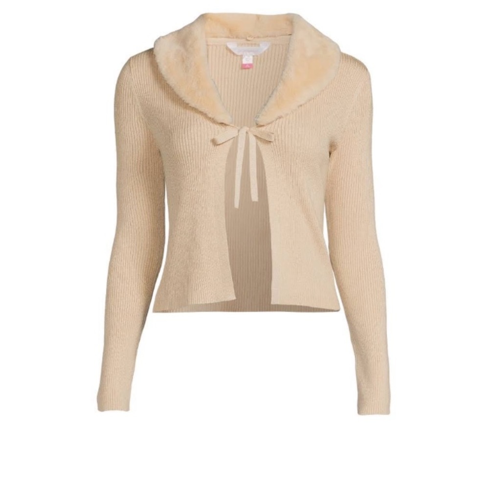 No Boundaries' Faux Fur Collar Cardigan Sweater NWT